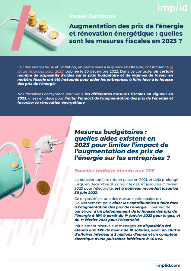 Augmentation prix énergie et mesures fiscales 2023