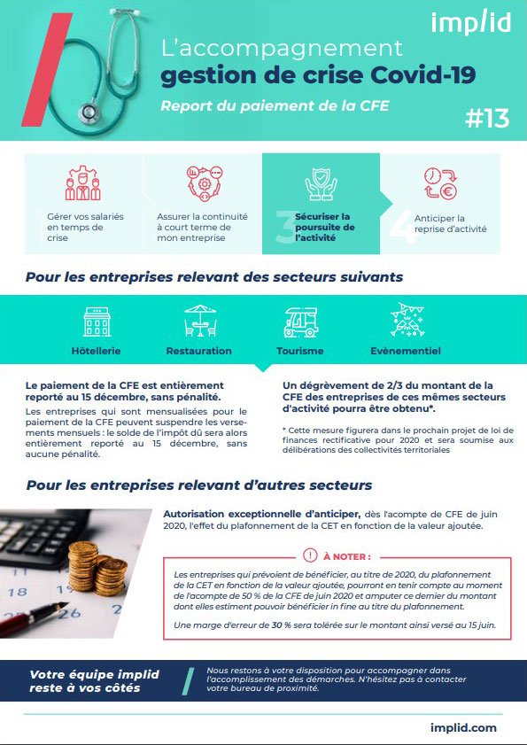 Infographie report paiement CFE crise Covid 19