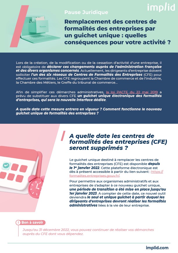 Remplacement des CFE par un guichet unique