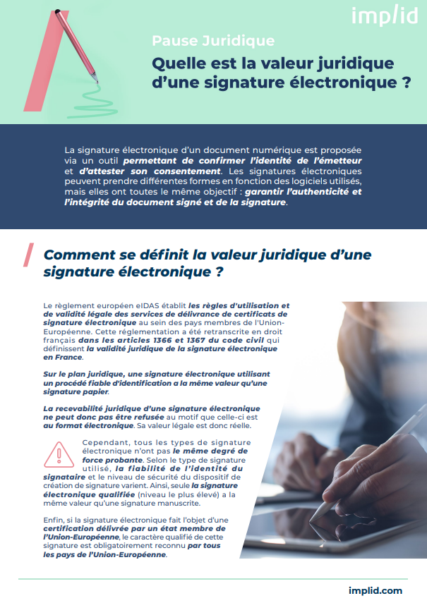 Valeur d'une signature électronique