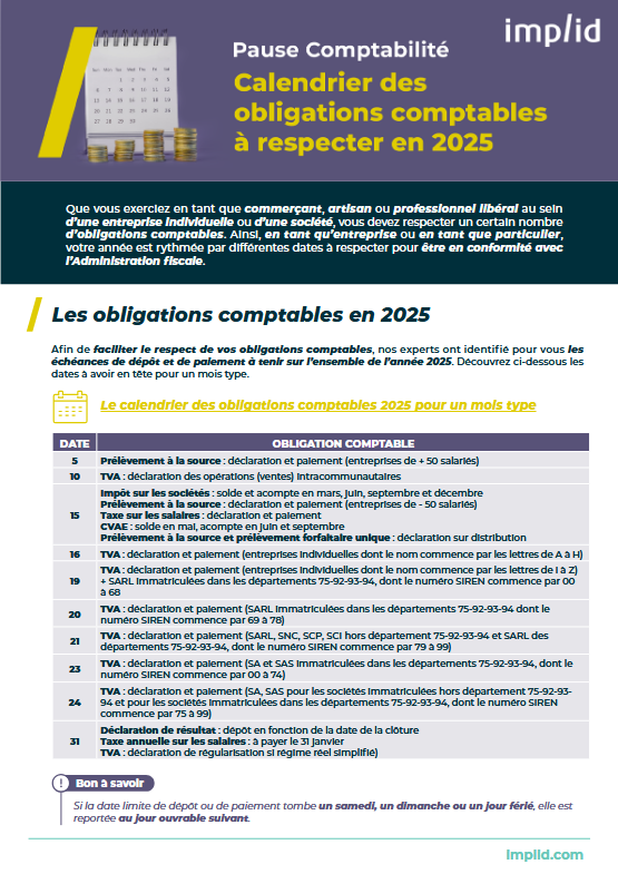 Calendrier des obligations comptables